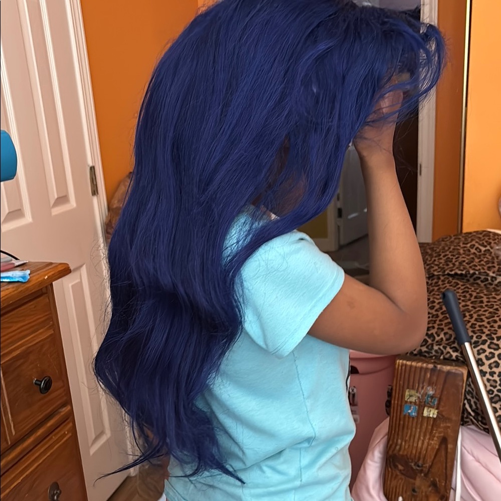 Vibrant Blue Women's Human hair wig